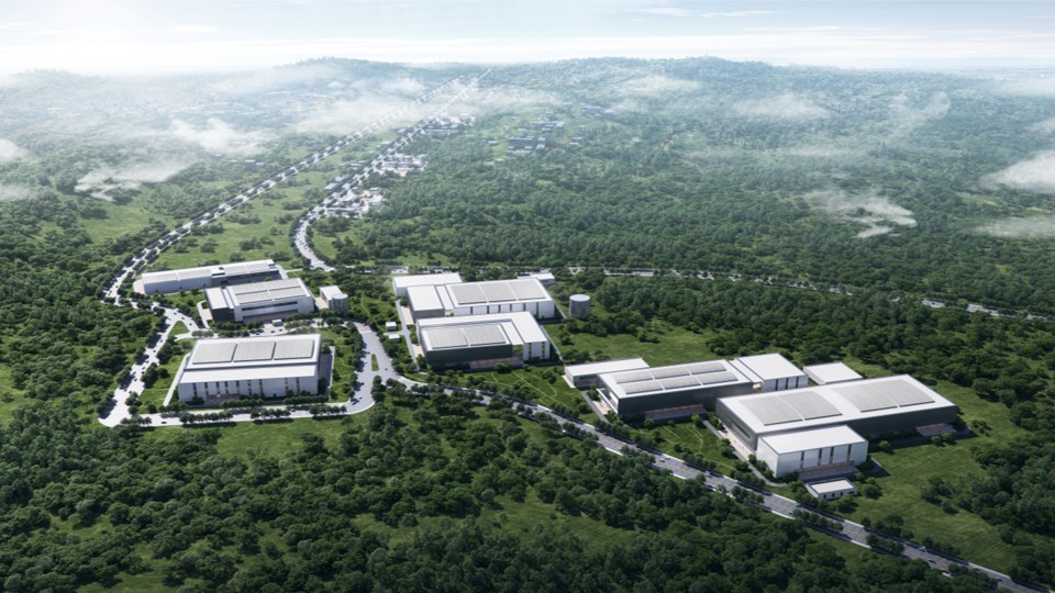 Aerial render of A-TOP Xinling Cloud Data Park campus, Taoyuan